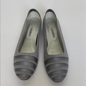 CAPARROS Satin Silver Striped Flats